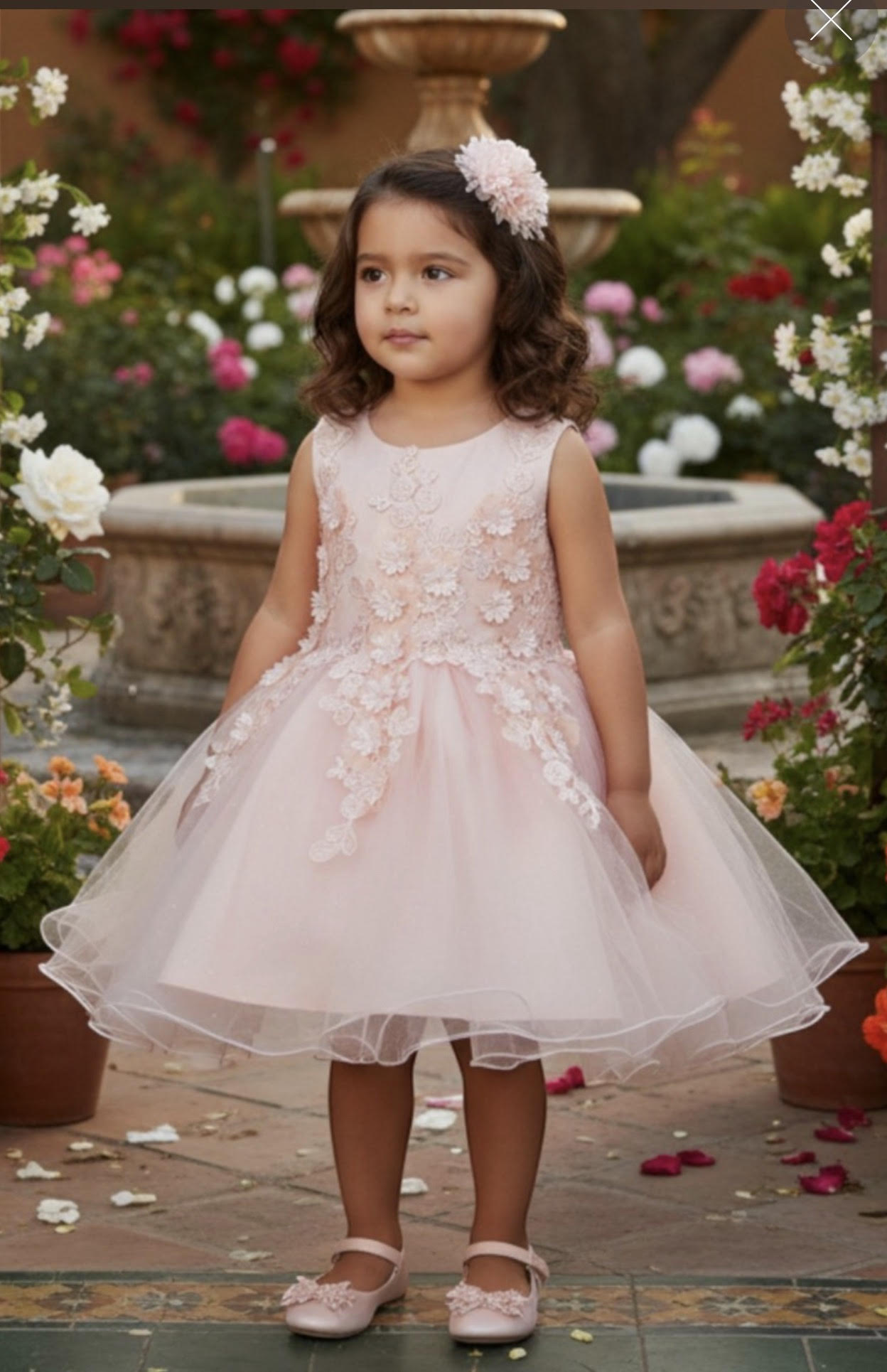 Floral Applique Tulle Baby Dress 9109