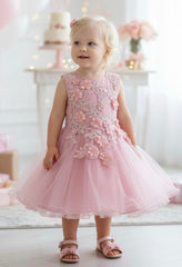3D Floral Tulle Dress 9125