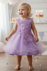 3D Floral Tulle Dress 9125