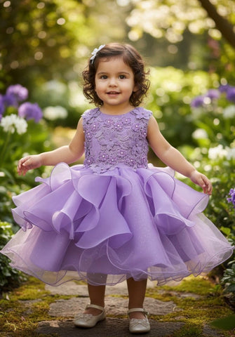 Shimmering organza ruffle dress  9155