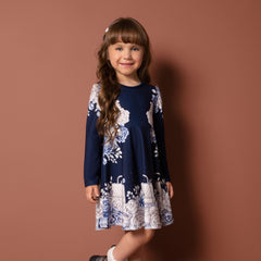 13550E Navy Bouquet of Flowers Dress