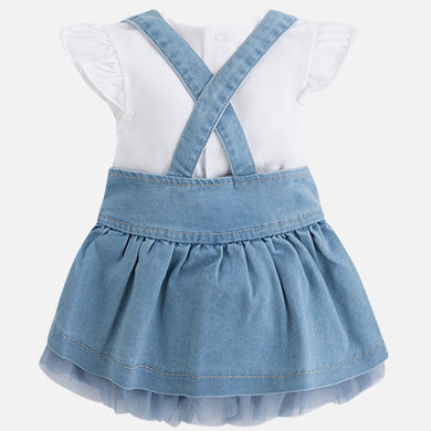 Denim dungaree skirt set 1872