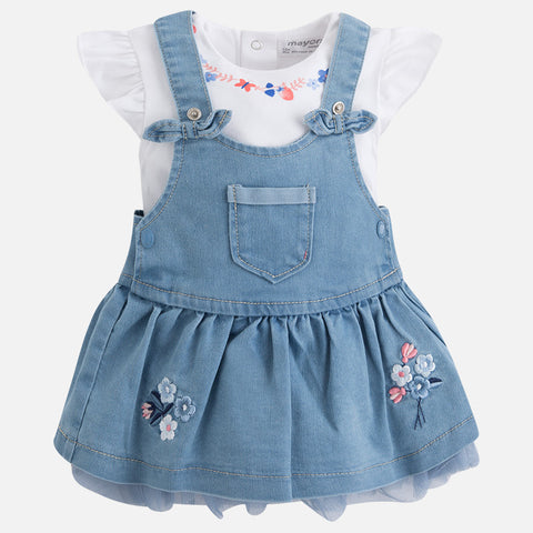 Denim dungaree skirt set 1872