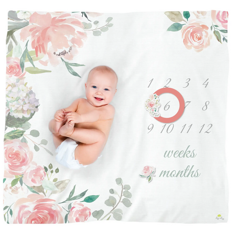 Cutie Captures Floral Milestone Blanket