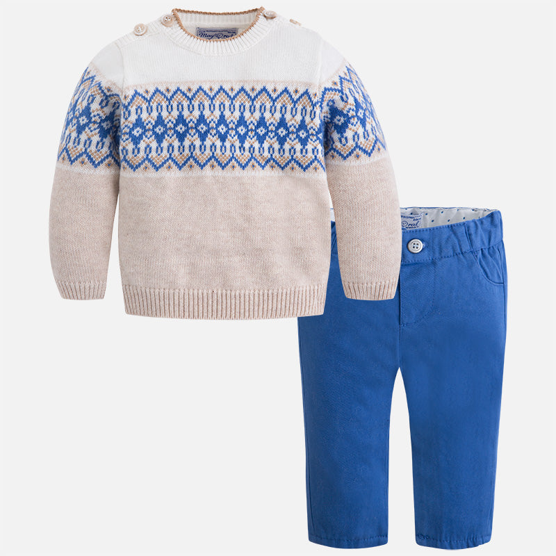 2539 Baby boy jumper and twill pants set