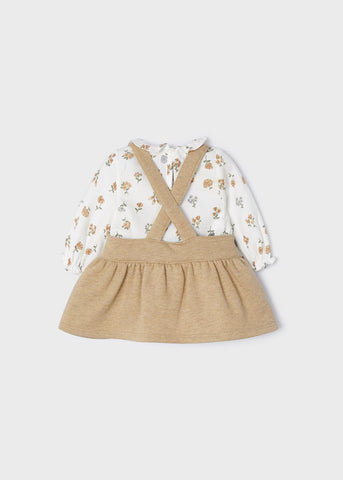 2816 Caramel ECOFRIENDS 2-Piece set with overall dress newborn girl