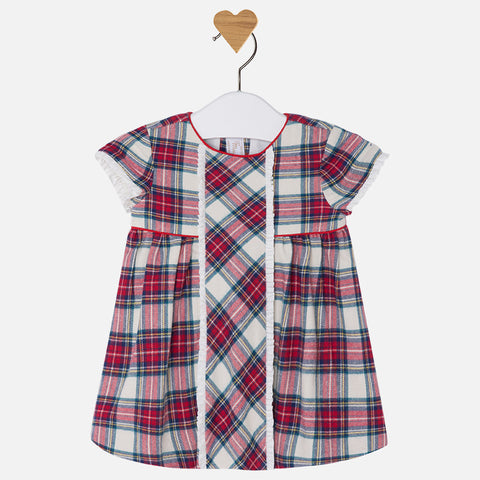 2845 Baby girl short sleeve tartan dress