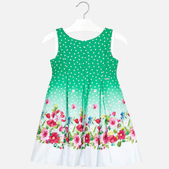 3932, Polka Dot Dress with Floral Border