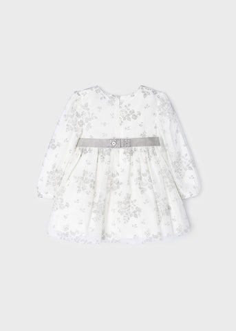 2939 Off white printed Tulle dress baby girl