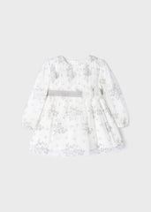 2939 Off white printed Tulle dress baby girl