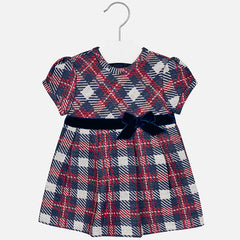 2943 Baby girl checkered short sleeve dress