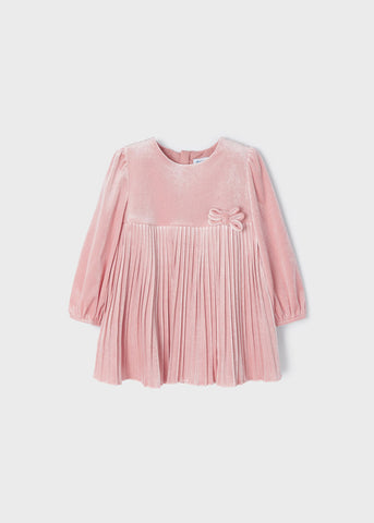 2949 Blush Pleated Velvet Dress baby girl