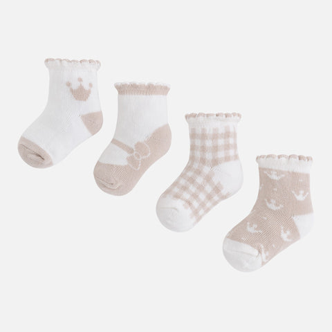 Set of 4 pairs of baby girl socks