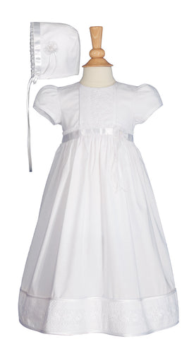 Girls 23″ Victorian Lace Heirloom Christening Gown with Handkerchief Hem
