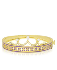 LN712-2T, Princess Crown Bangle Bracelet Purple Leaf