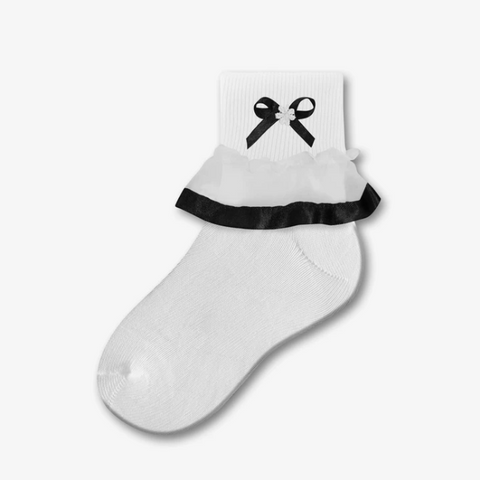 Lace Trim Anklet - Style: 9030 WHITE/BLACK