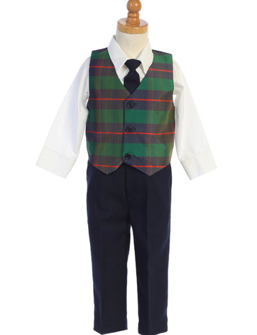 Holiday plaid vest and pant set C569
