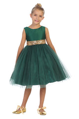 Green with gold Sequin V Back Dress KD498